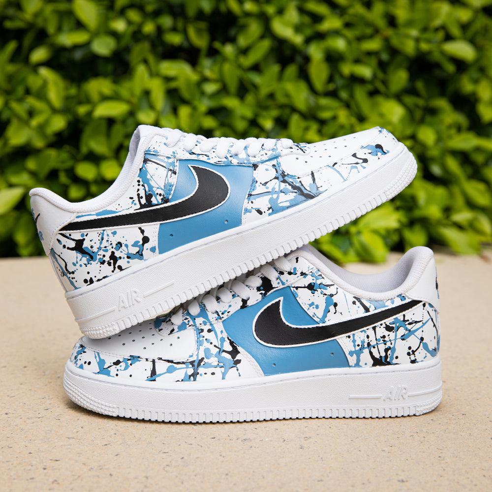 Blue Black Graffiti Air Force 1s Custom Shoes Sneakers-shecustomize