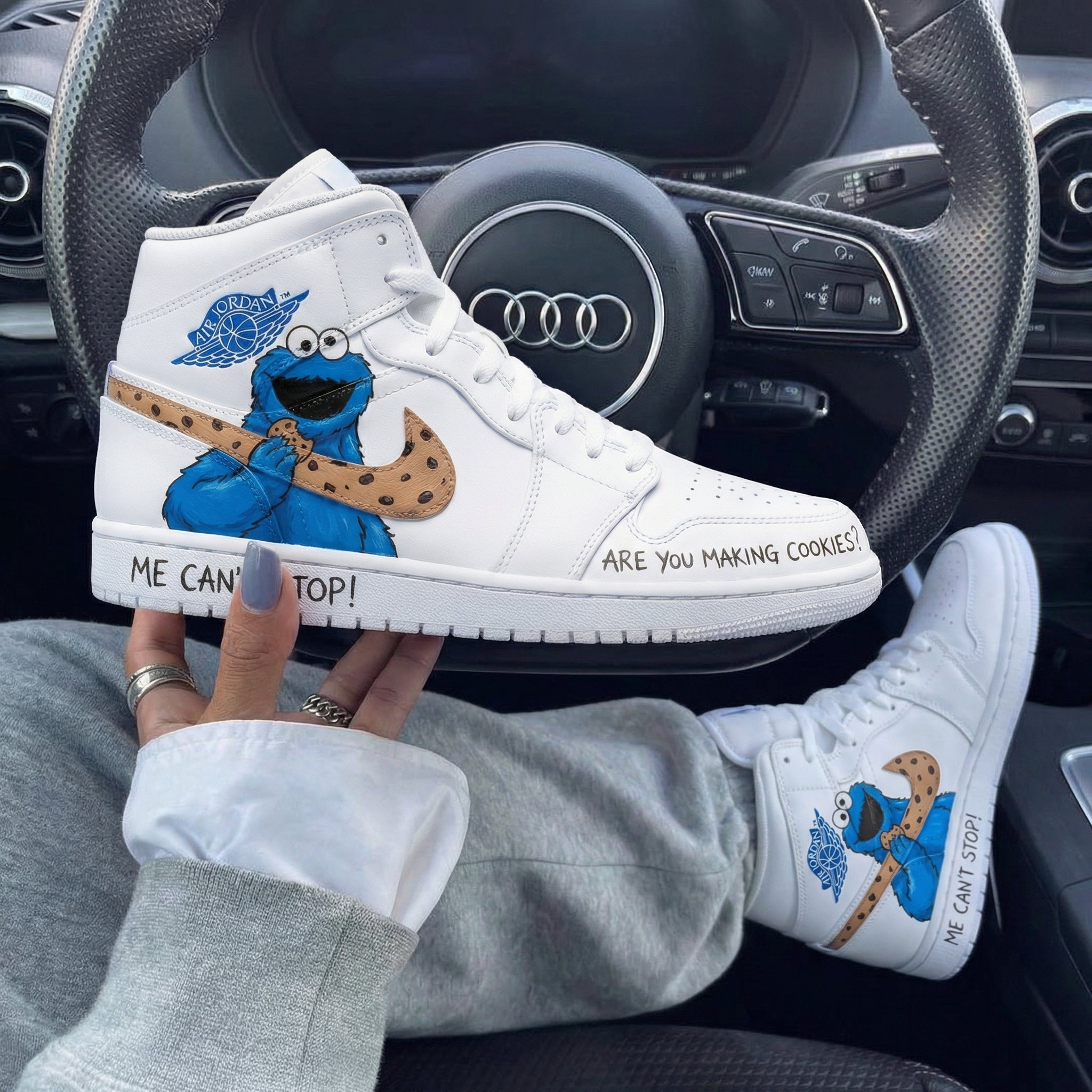 Blue Brown Cookie Monster Cookie Custom Air Jordan 1-shecustomize