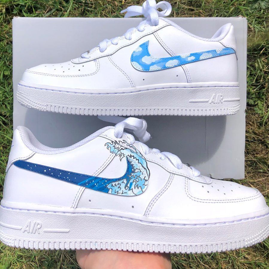Blue Cloud Wave Custom Air Force 1-shecustomize
