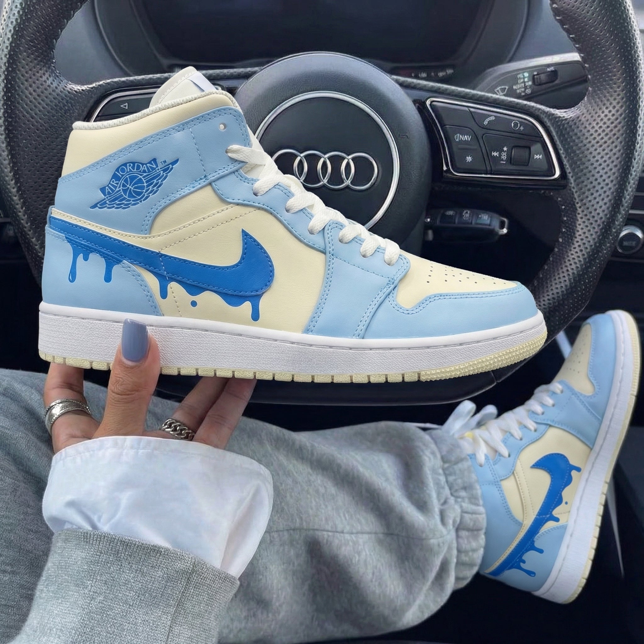 Blue Cream Drip Custom Air Jordan 1-shecustomize