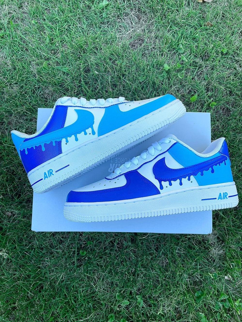 Blue Drip Custom Air Force 1-shecustomize