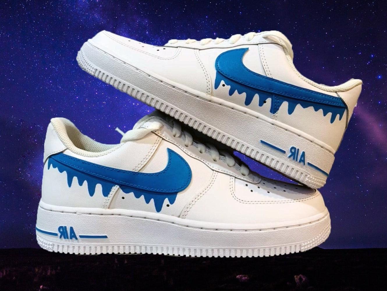Blue Drip Custom Air Force 1-shecustomize