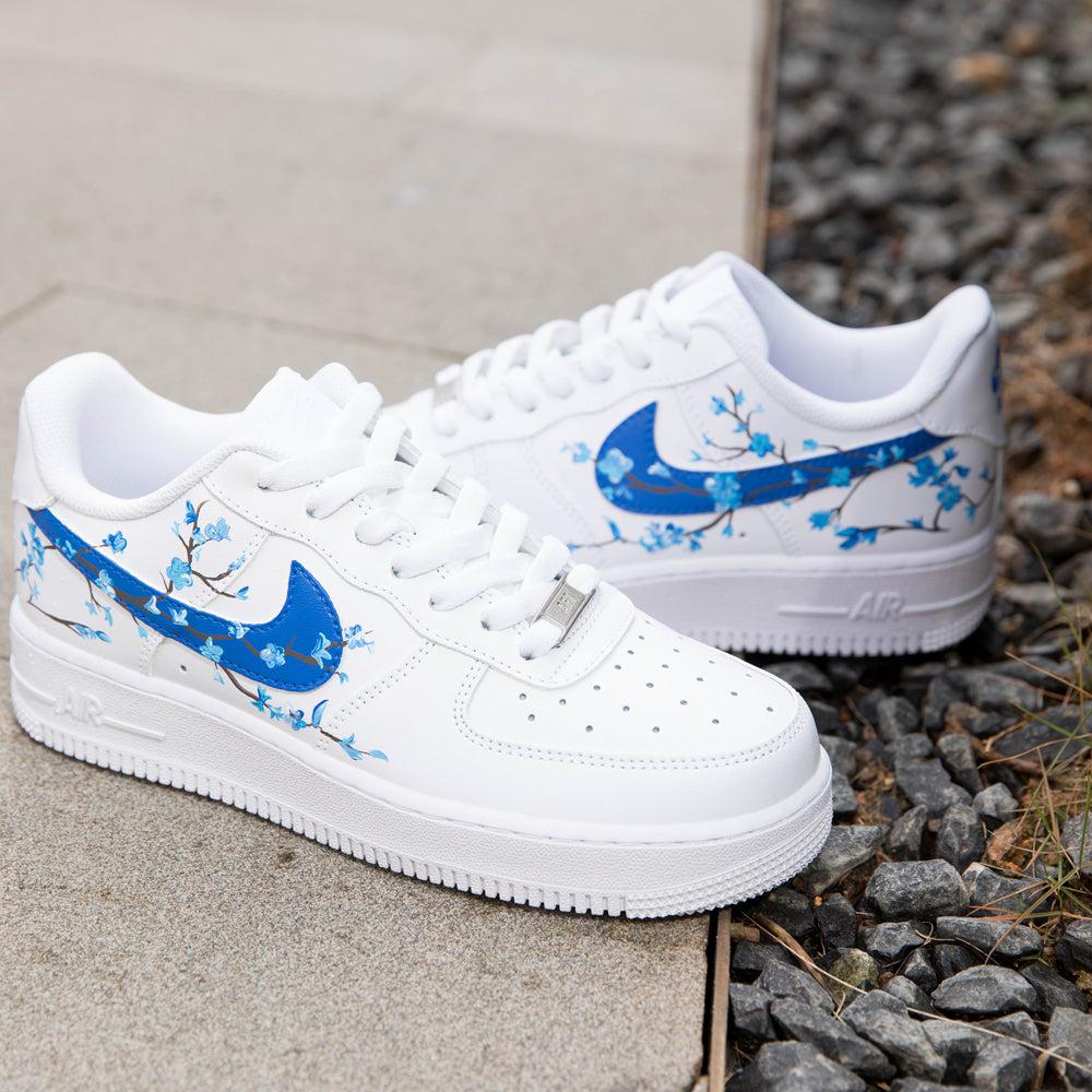 Blue Flowers Air Force 1s Custom Shoes Sneakers-shecustomize