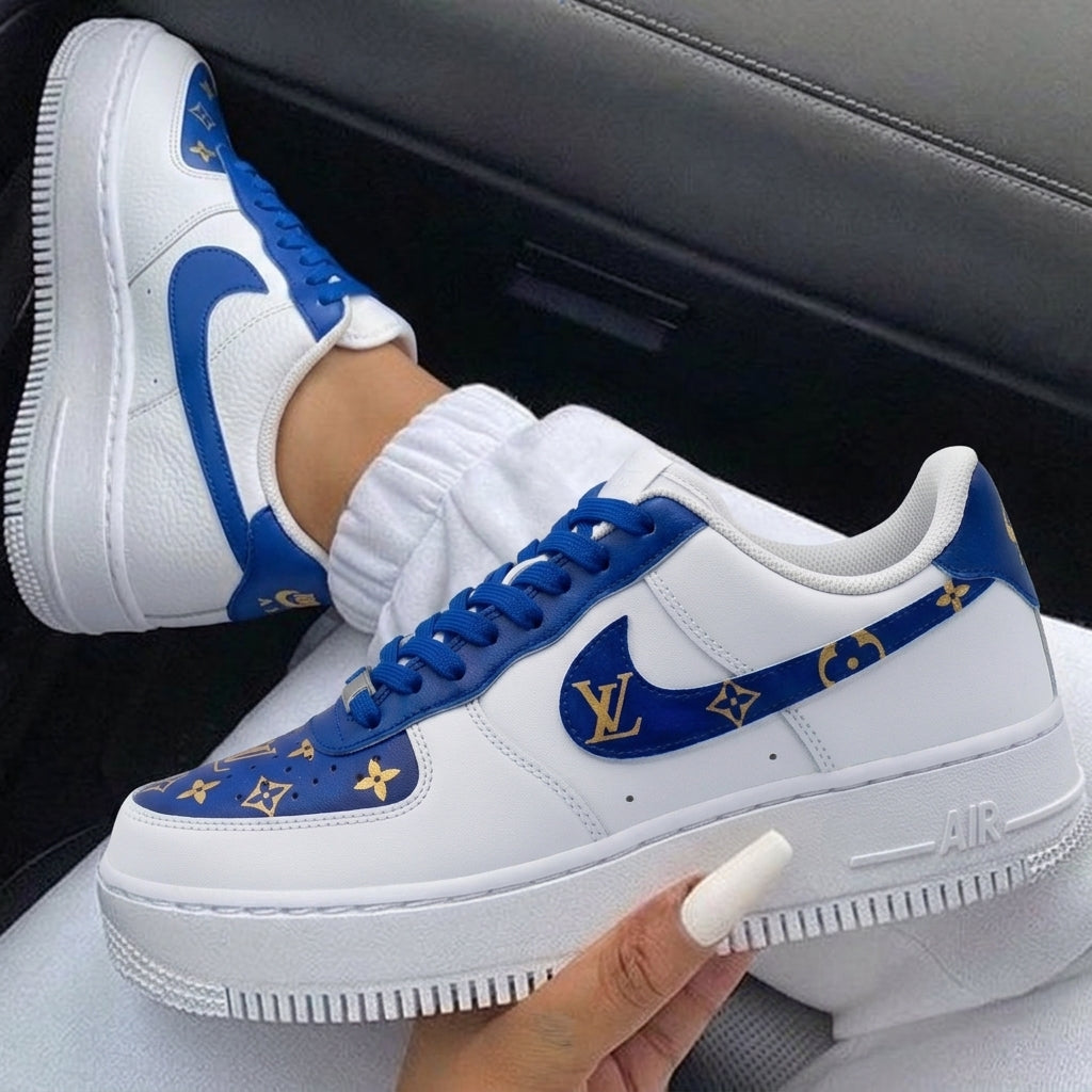 Blue Gold LV Custom Air Force 1-shecustomize