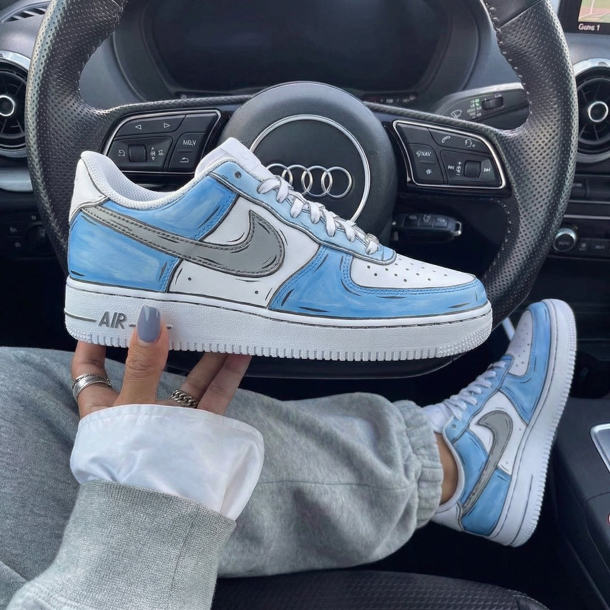 Blue Gray Comic Custom Air Force 1-shecustomize