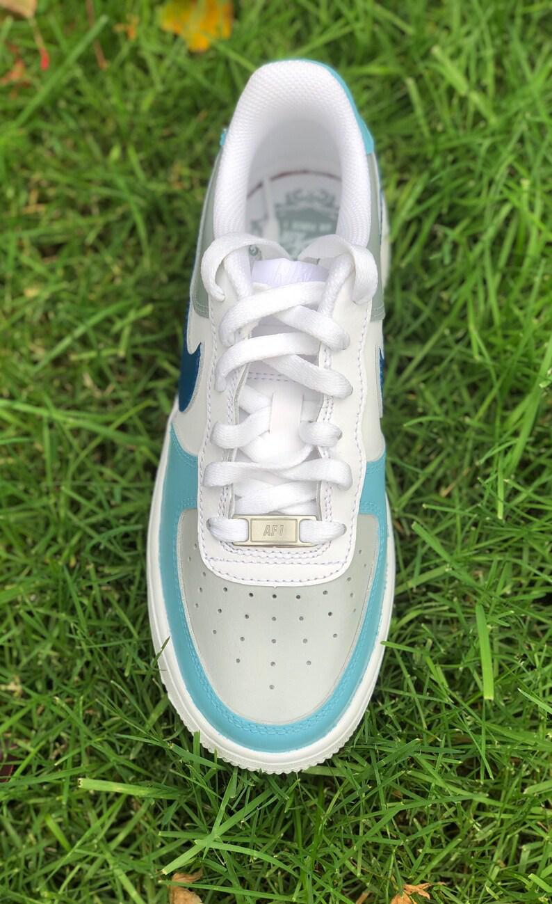 Blue and Gray CUSTOM Air Force 1's-shecustomize