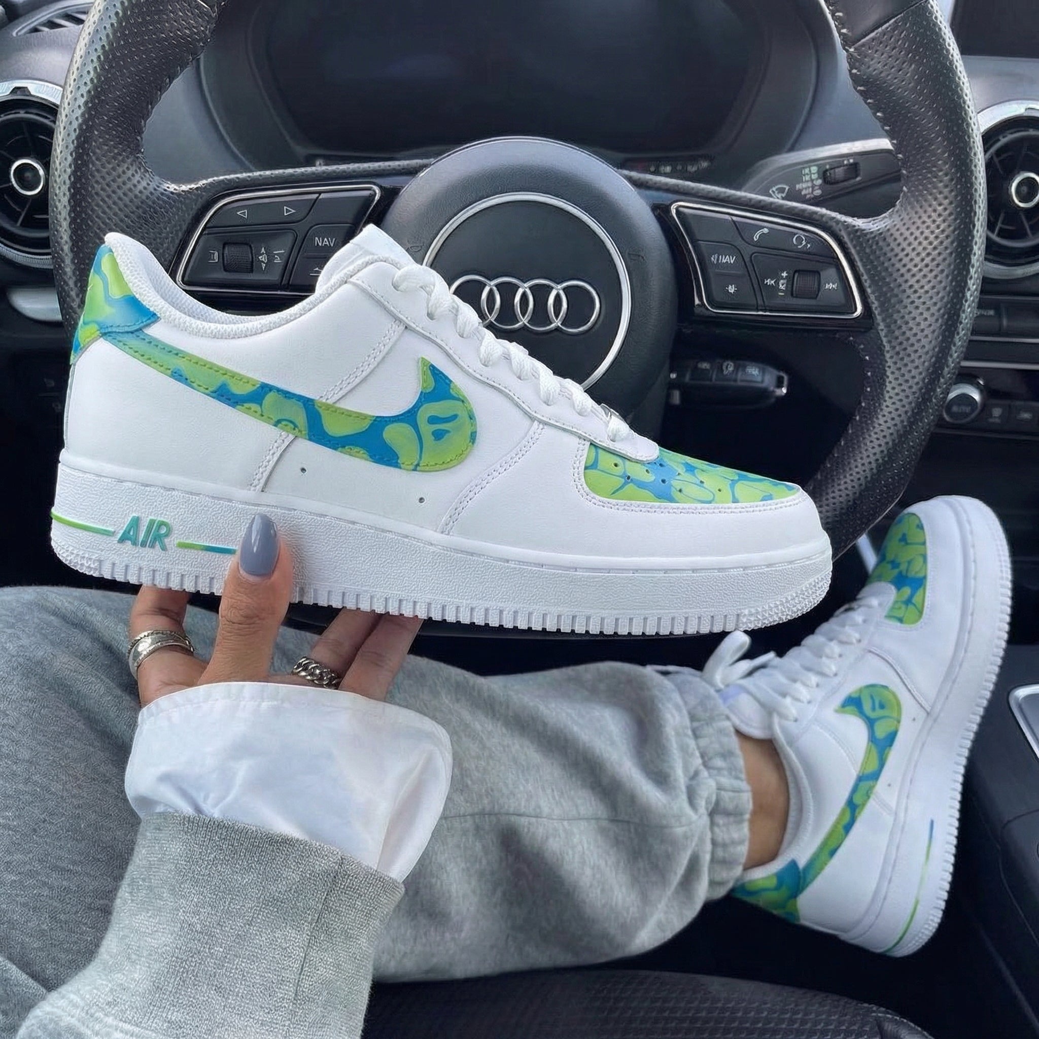 Blue Green Camo Custom Air Force 1-shecustomize