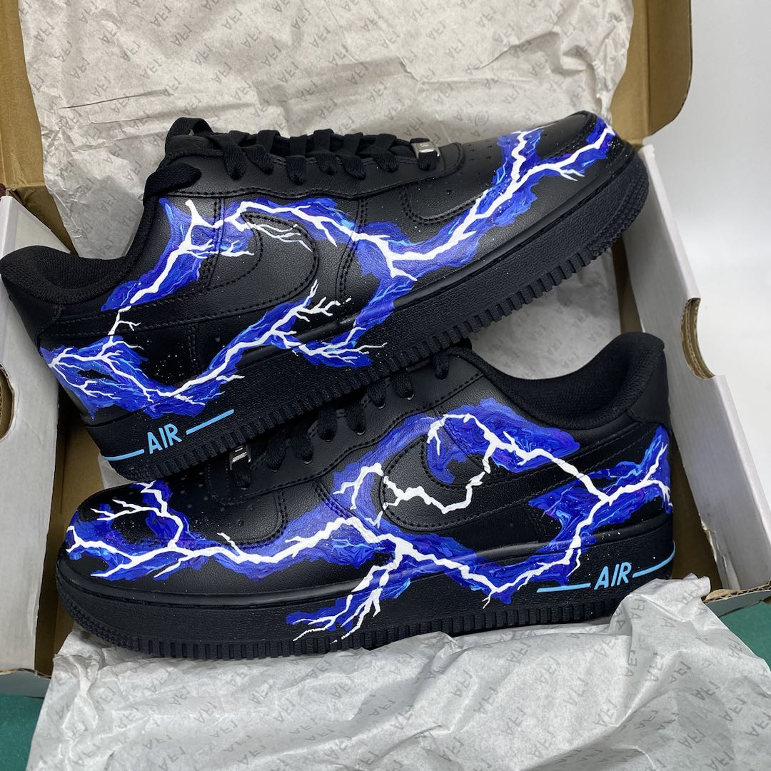 Blue Lightning Black Custom Air Force 1-shecustomize