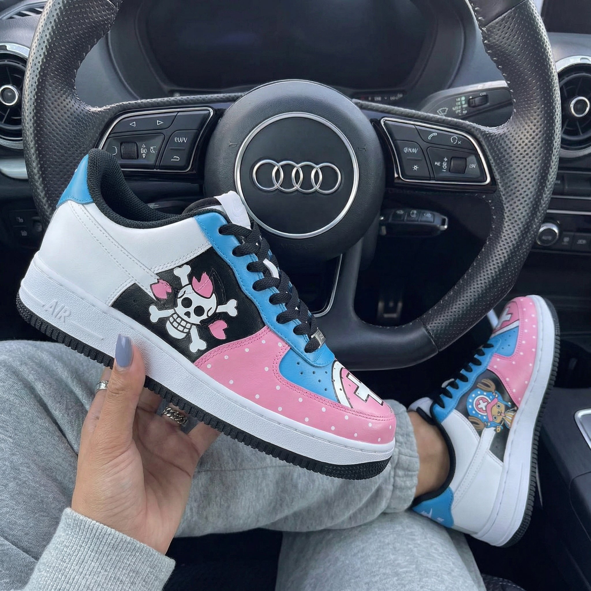 Blue Pink Black One Piece Chopper Skull Custom Air Force 1-shecustomize