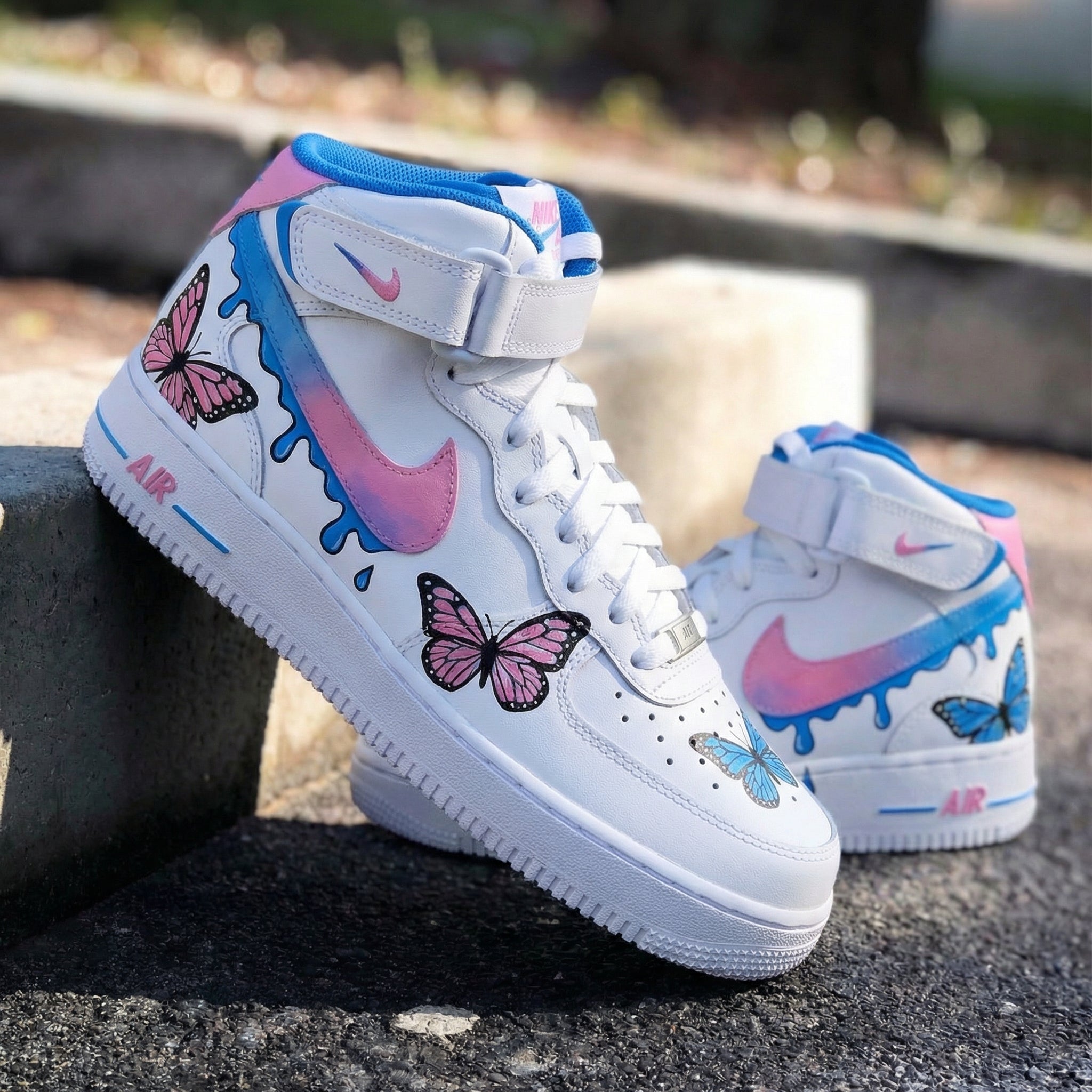 Blue Pink Butterflies Custom Air Force 1-shecustomize