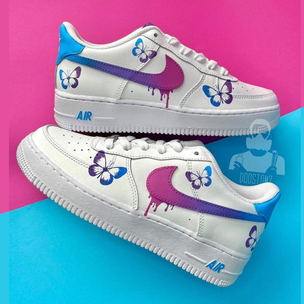 Blue Pink Butterfly Custom Air Force 1-shecustomize