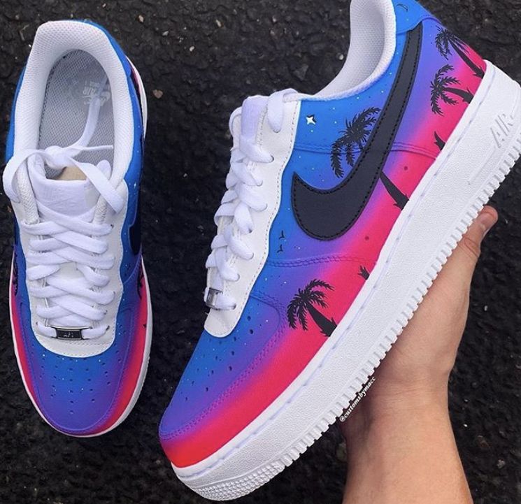 Blue Pink Palm Tree Custom Air Force 1-shecustomize