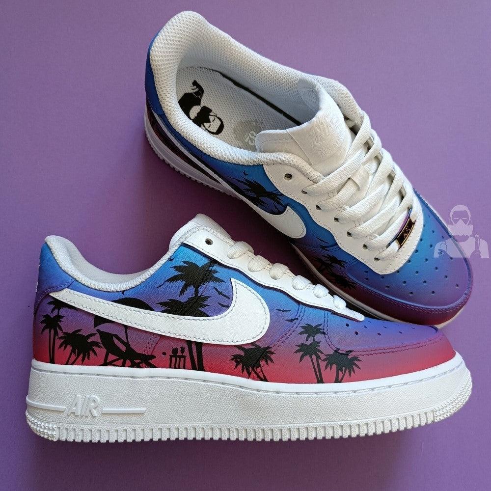 Blue Pink Sunset Miami Custom Air Force 1-shecustomize