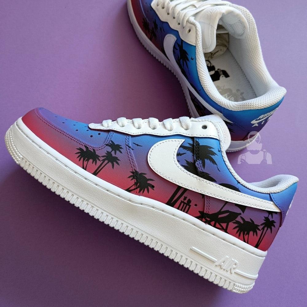 Blue Pink Sunset Miami Custom Air Force 1-shecustomize