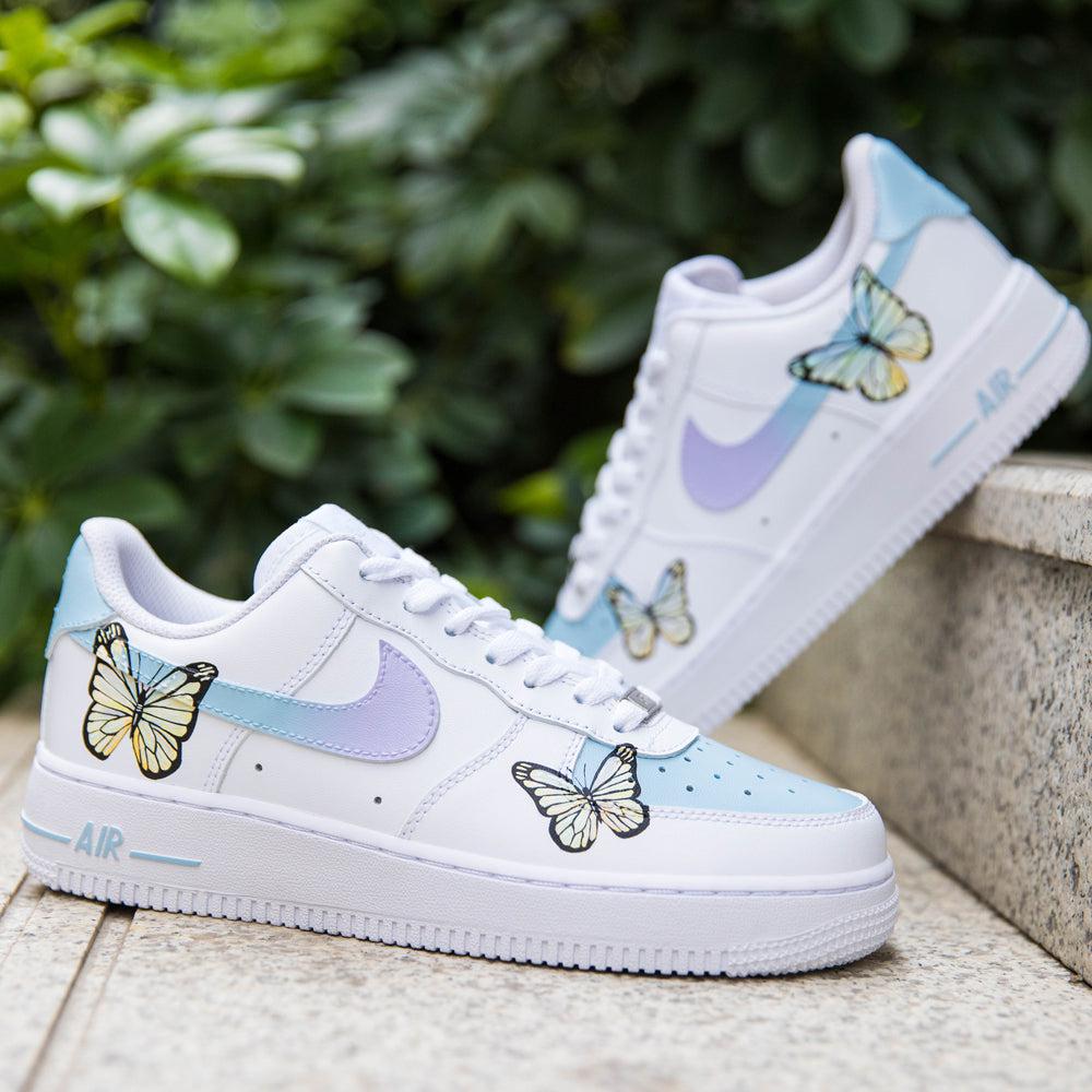 Blue Purple Butterfly Air Force 1s Custom Shoes Sneakers-shecustomize