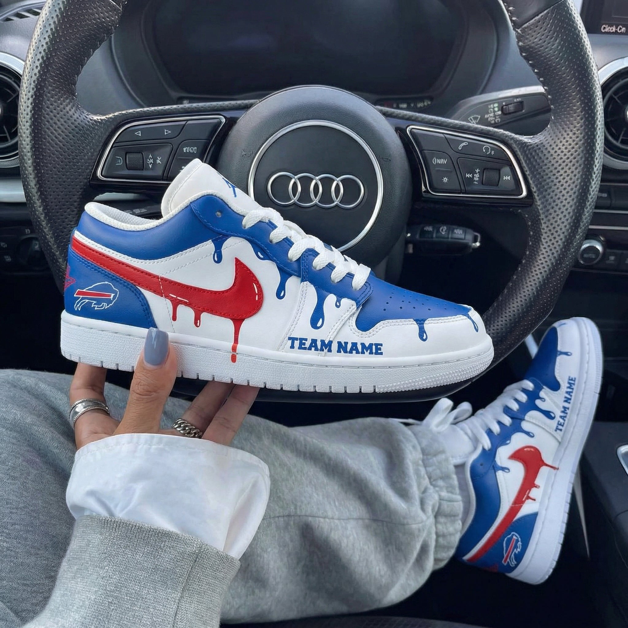 Blue Red Drip Buffalo Bills Custom Air Jordan 1-shecustomize