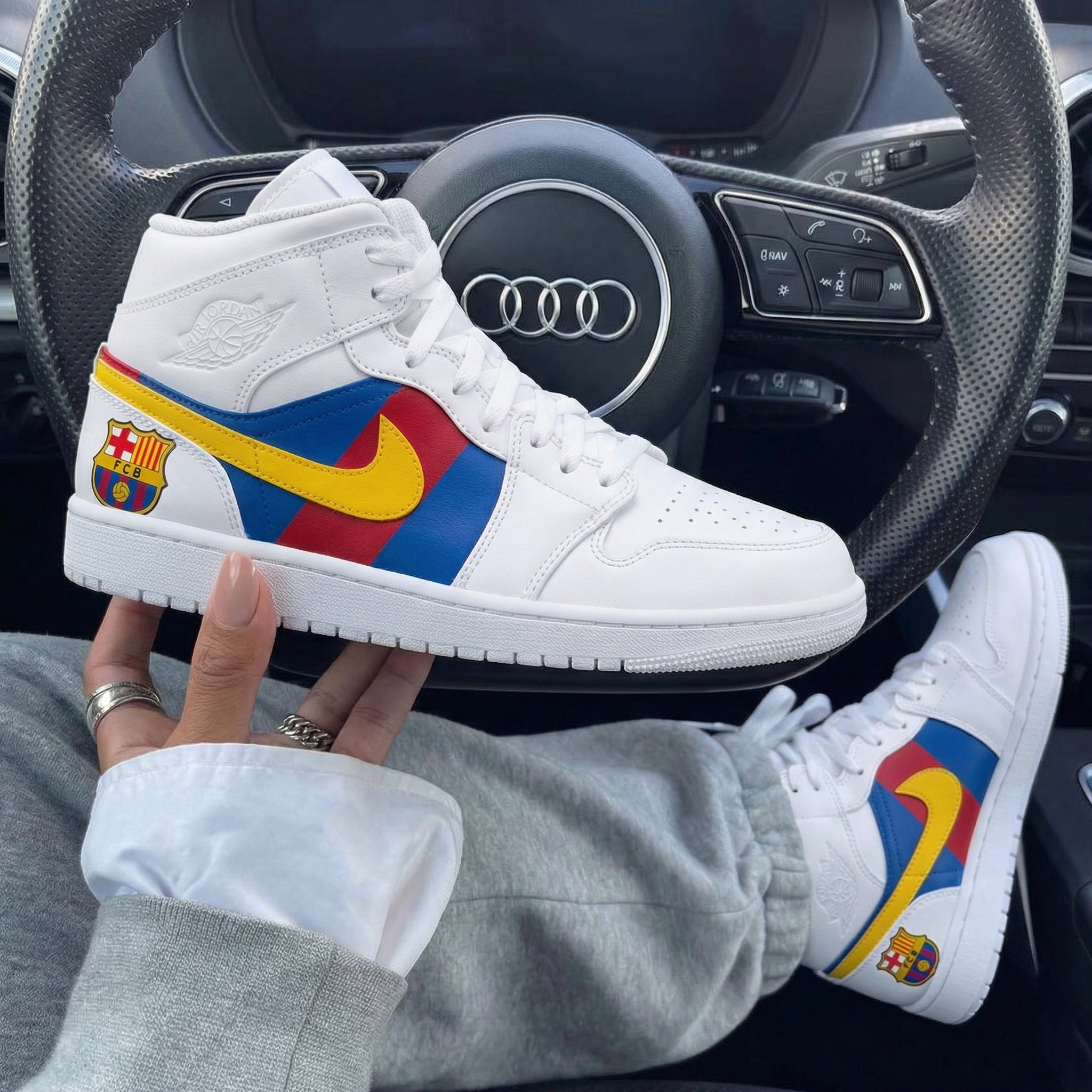 Blue Red Yellow FCB Logo Custom Air Jordan 1-shecustomize