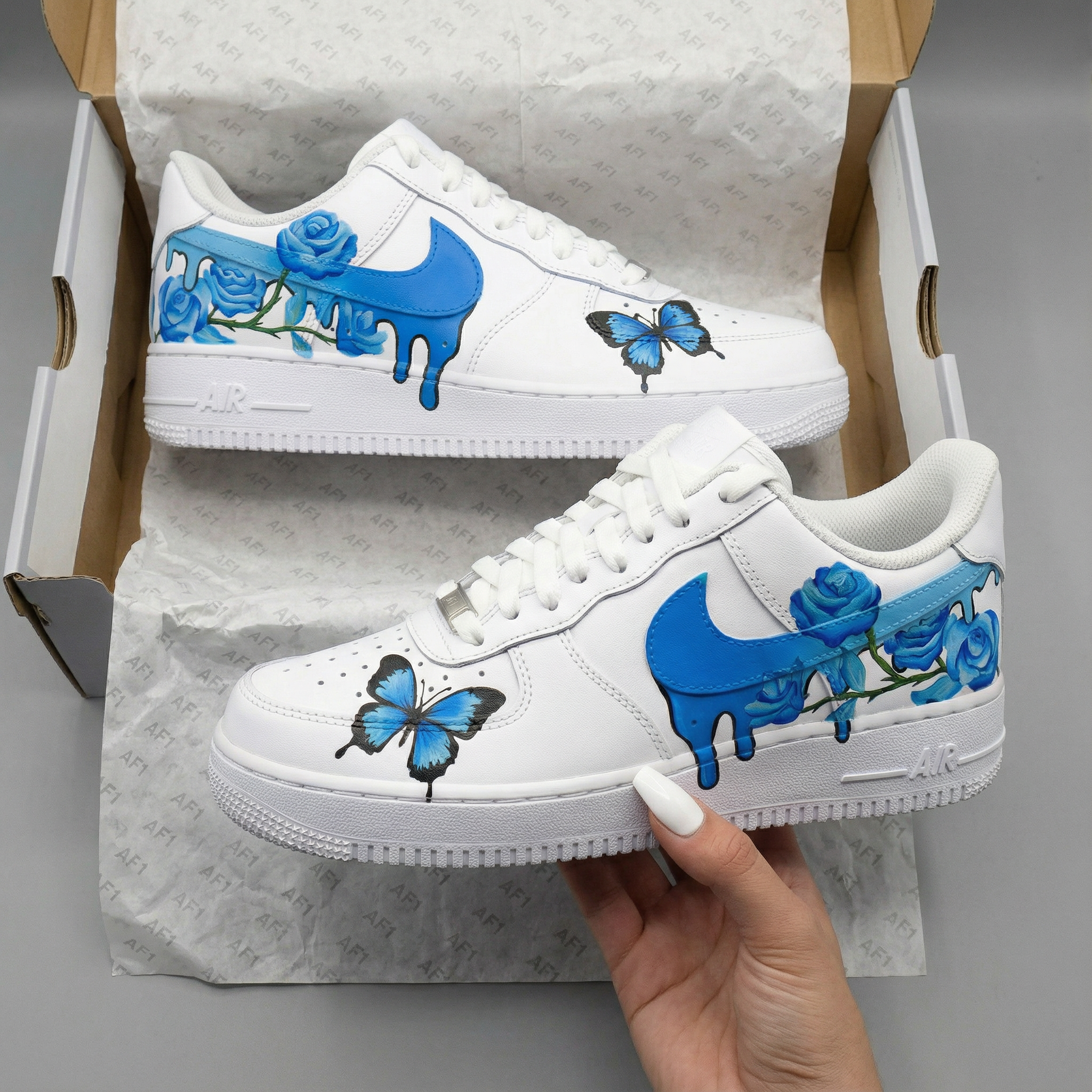 Blue Rose and Butterfly Custom Air Force 1-shecustomize