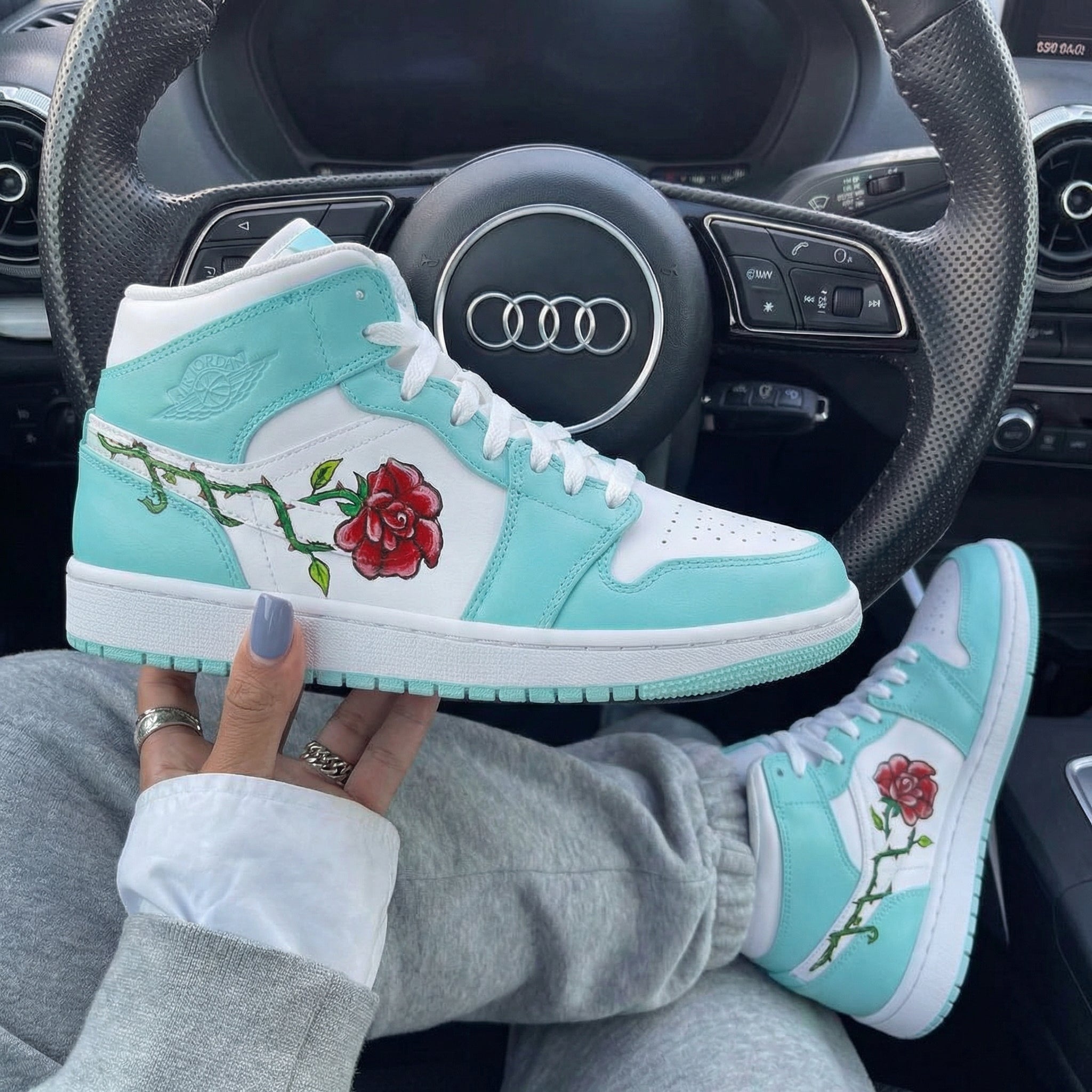 Blue Rose Custom Air Jordan 1-shecustomize