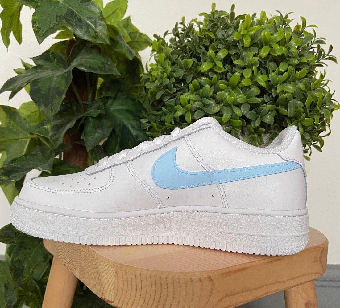 Blue Swoosh Custom Air Force 1-shecustomize