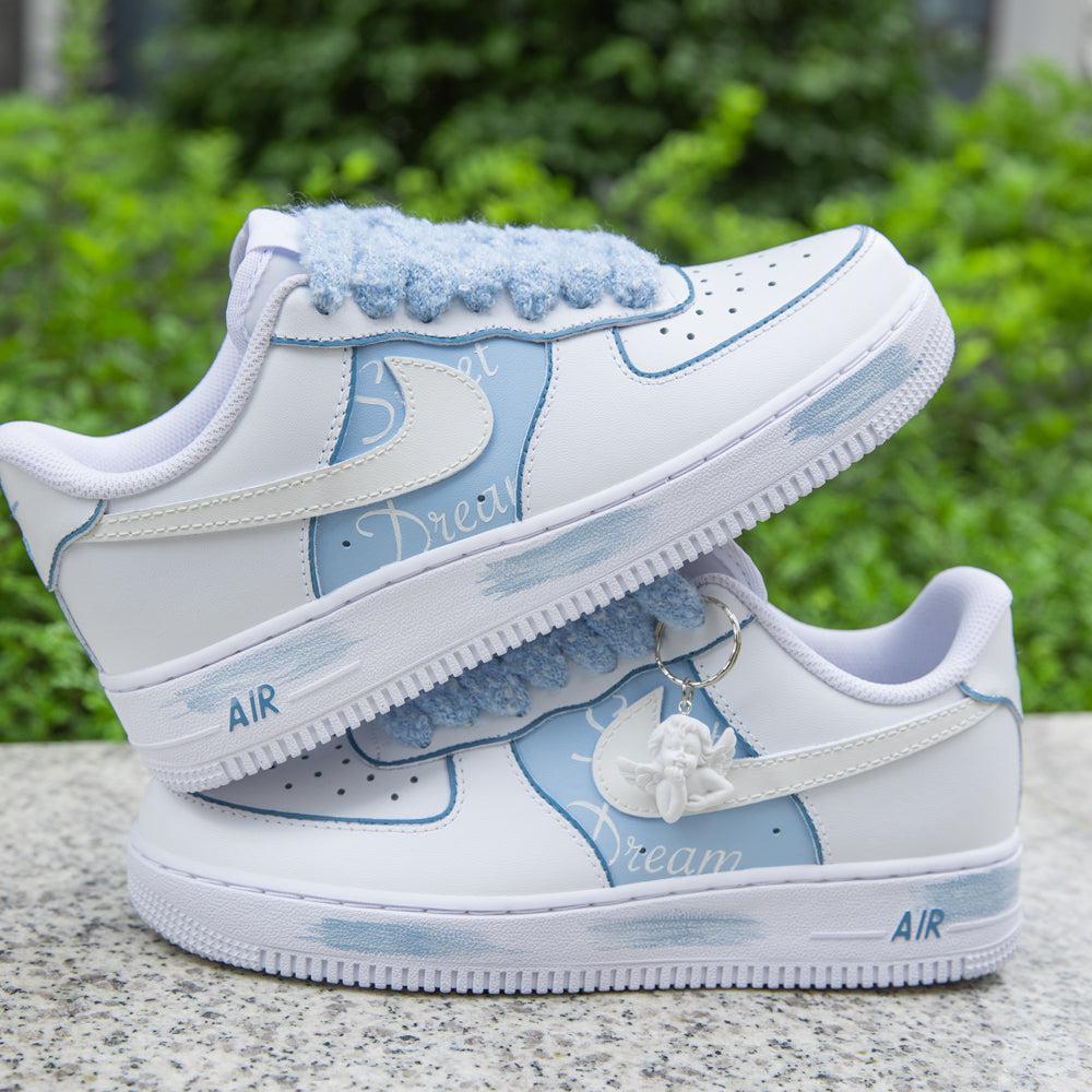 Blue White Angel Air Force 1s Custom Shoes Sneakers-shecustomize
