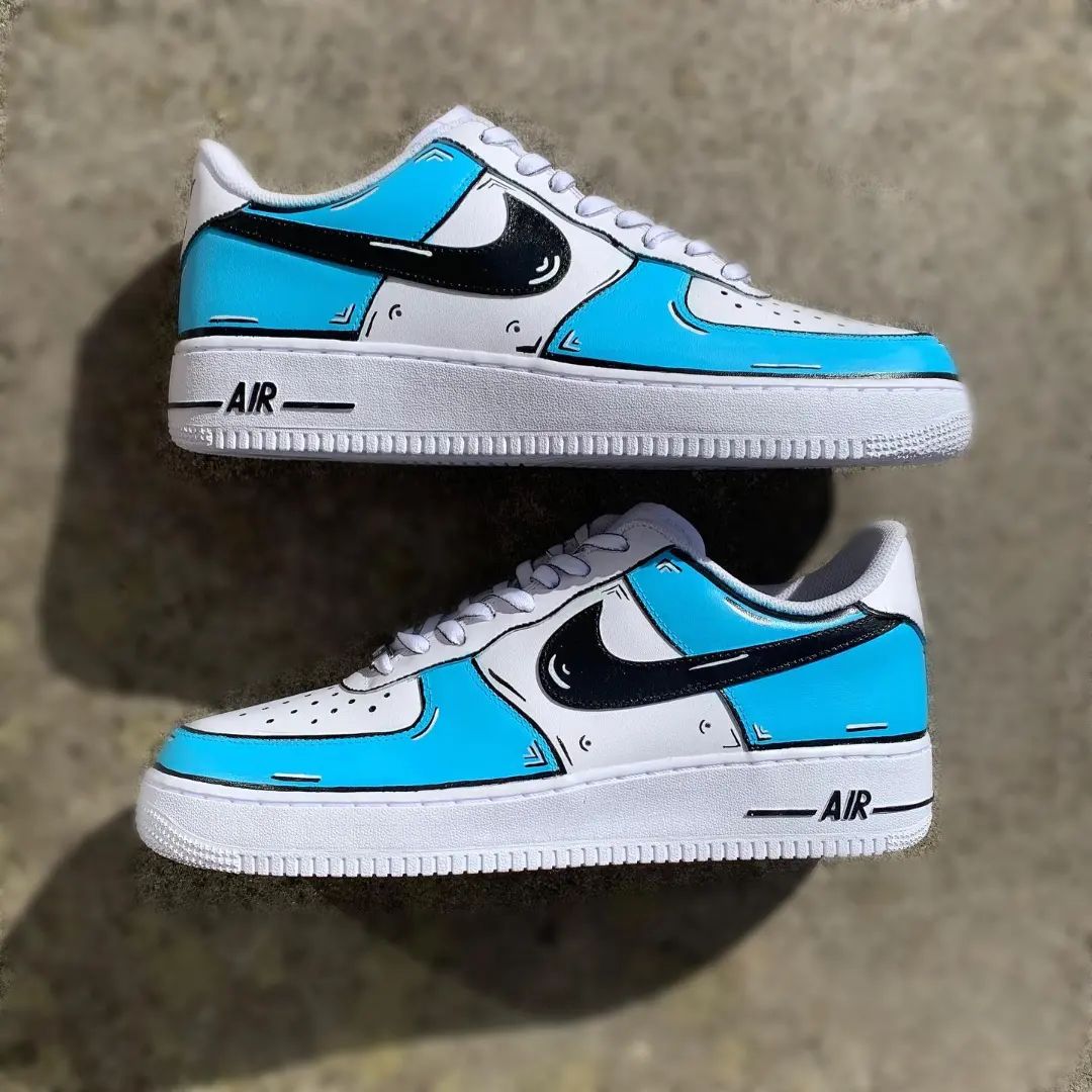 Blue White Cartoon Custom Air Force 1-shecustomize