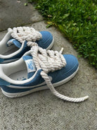 Blue White Chunky Laces Custom Air Force 1-shecustomize