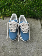 Blue White Chunky Laces Custom Air Force 1-shecustomize