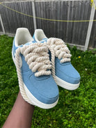 Blue White Chunky Laces Custom Air Force 1-shecustomize