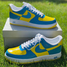 Blue and Yellow Custom Air Force 1’s-shecustomize