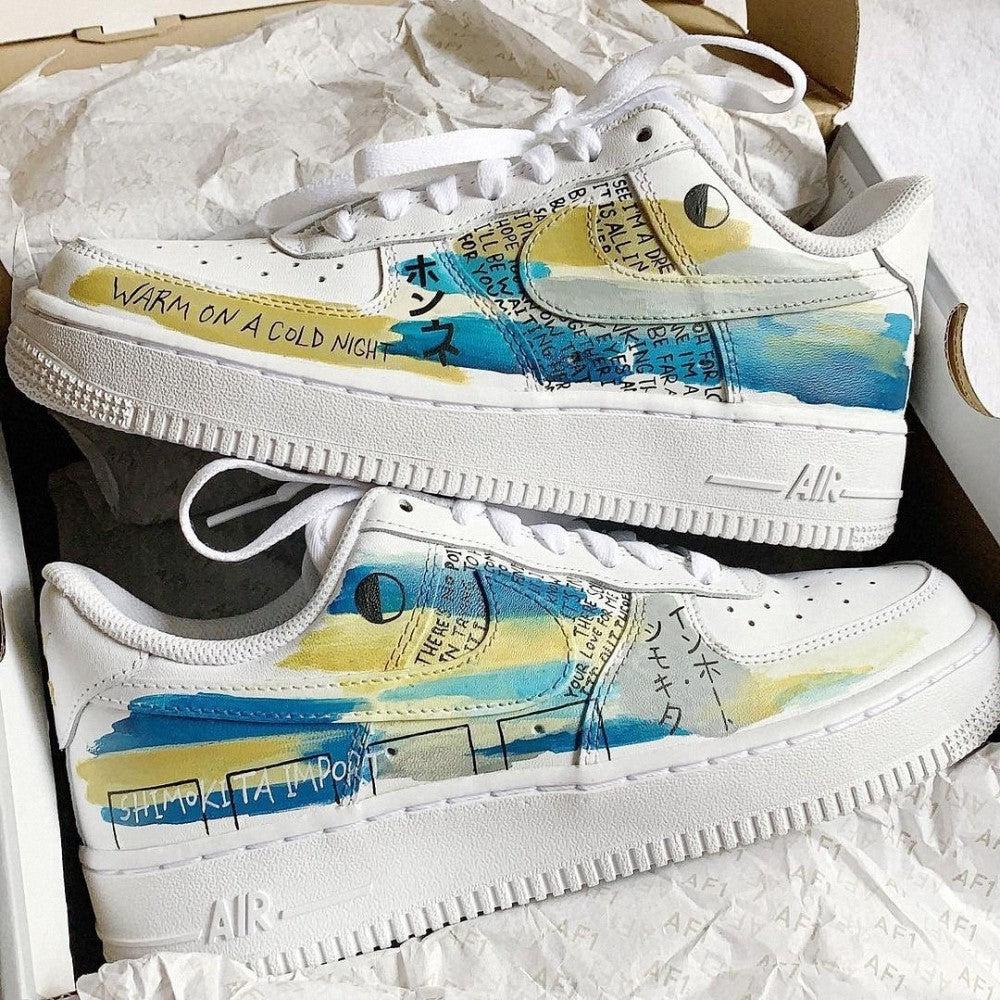 Blue Yellow Graffiti Custom Air Force 1-shecustomize