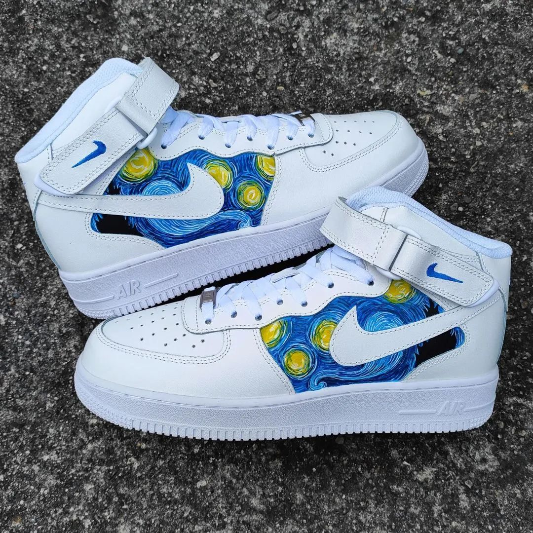 Blue Yellow Starry Night Custom Air Force 1-shecustomize