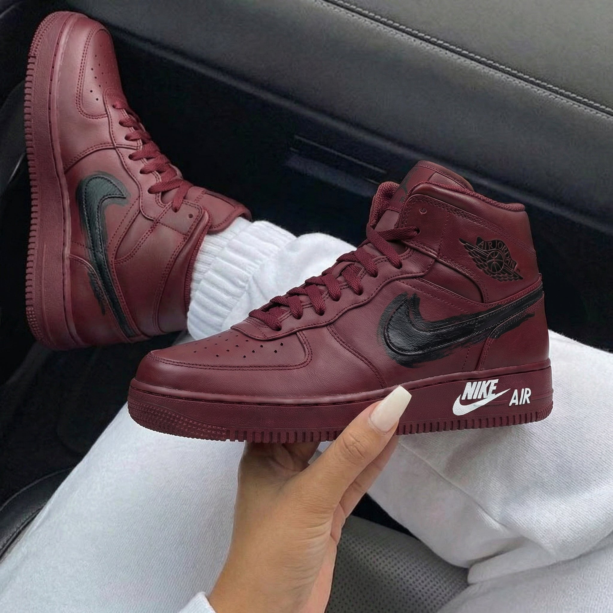 Burgundy Black Custom Air Force 1-shecustomize
