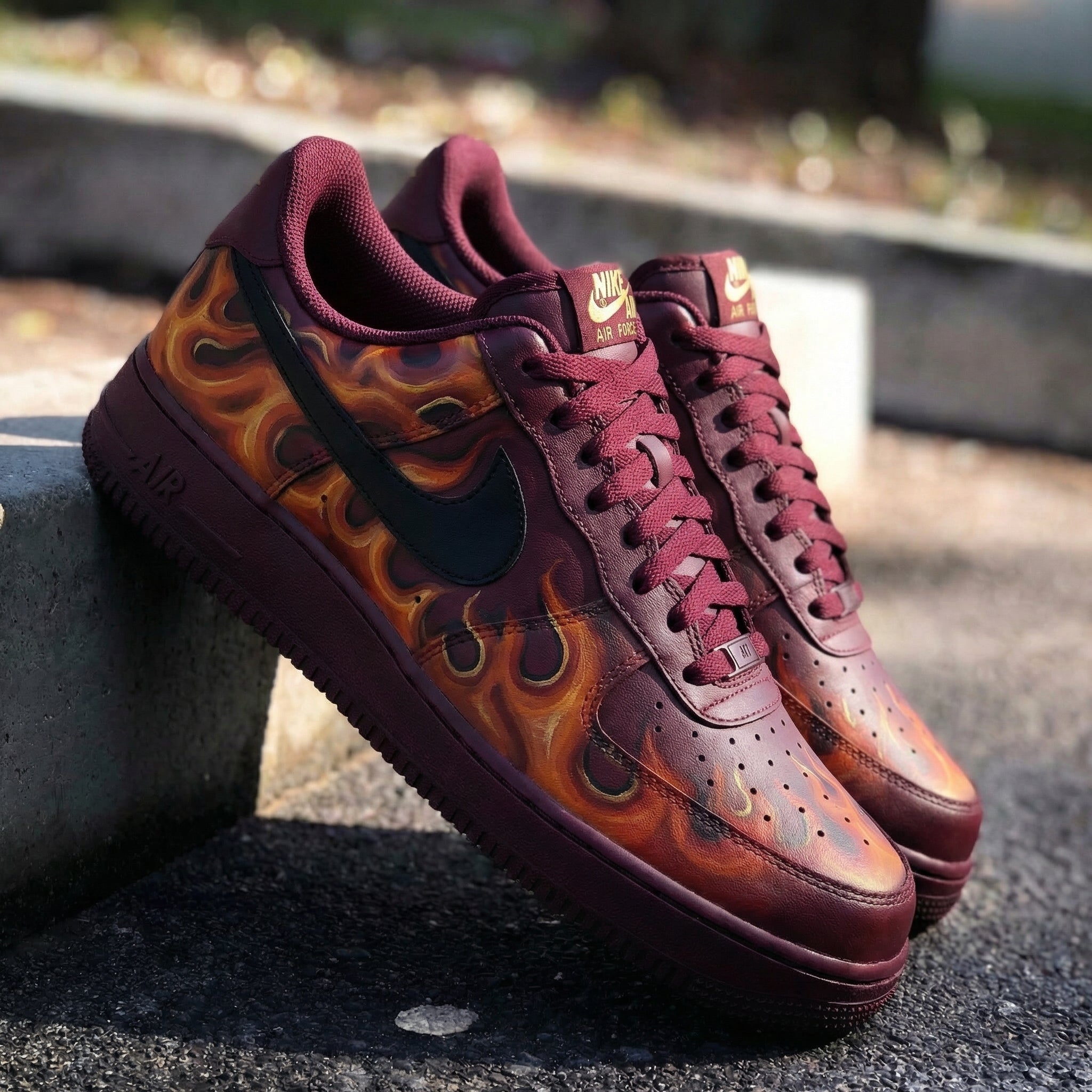 Burgundy Flame Custom Air Force 1-shecustomize