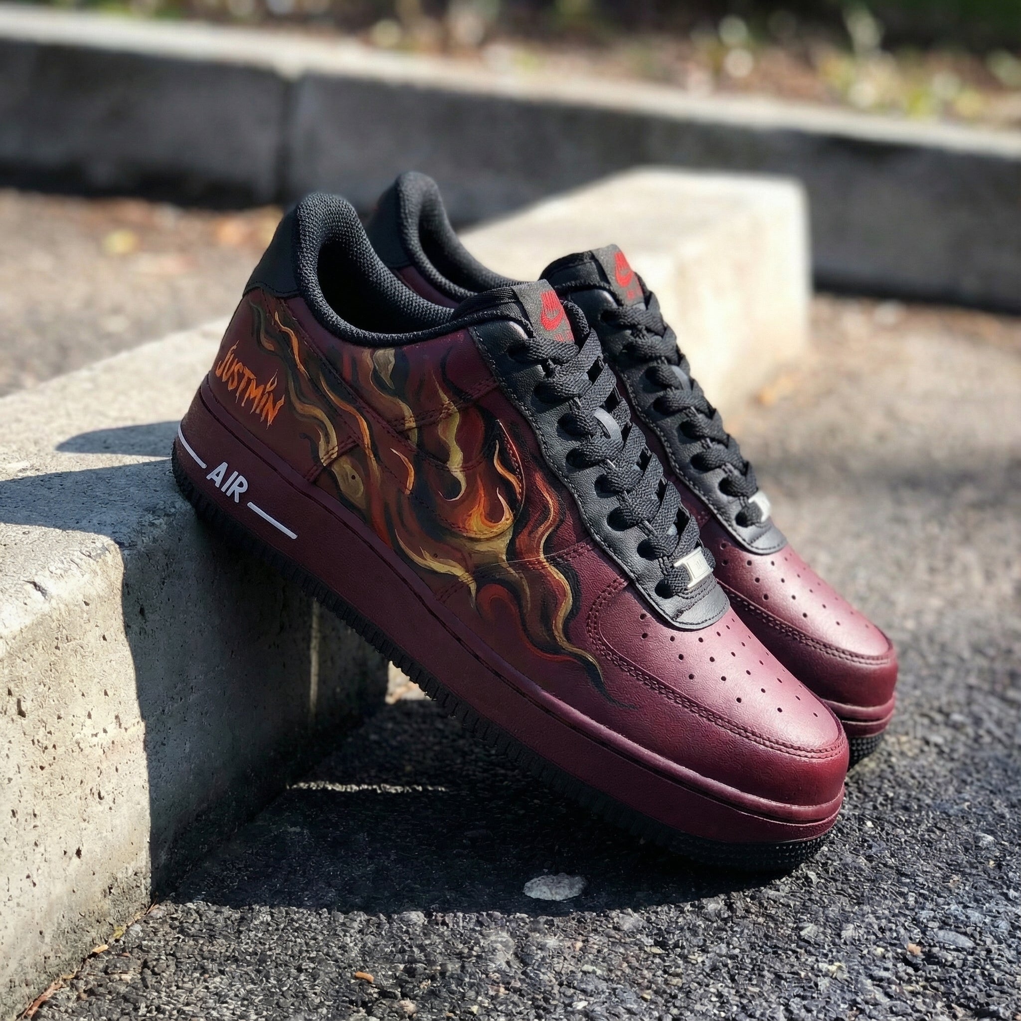 Burgundy Flame Custom Air Force 1-shecustomize