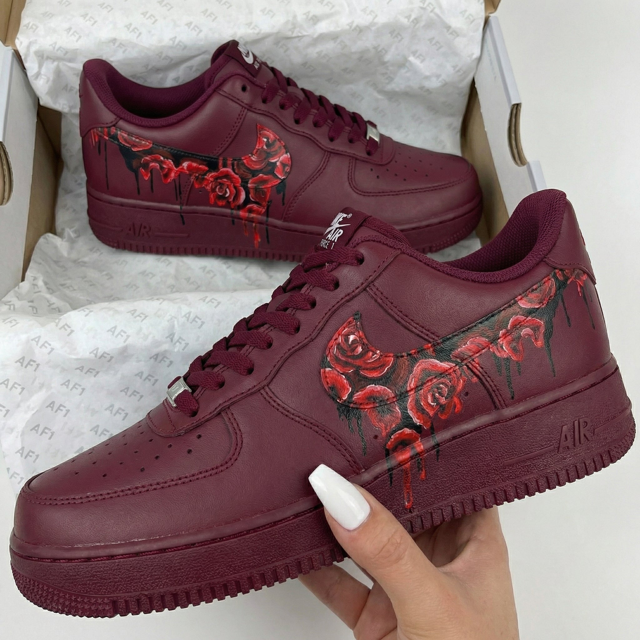 Burgundy Rose Custom Air Force 1-shecustomize