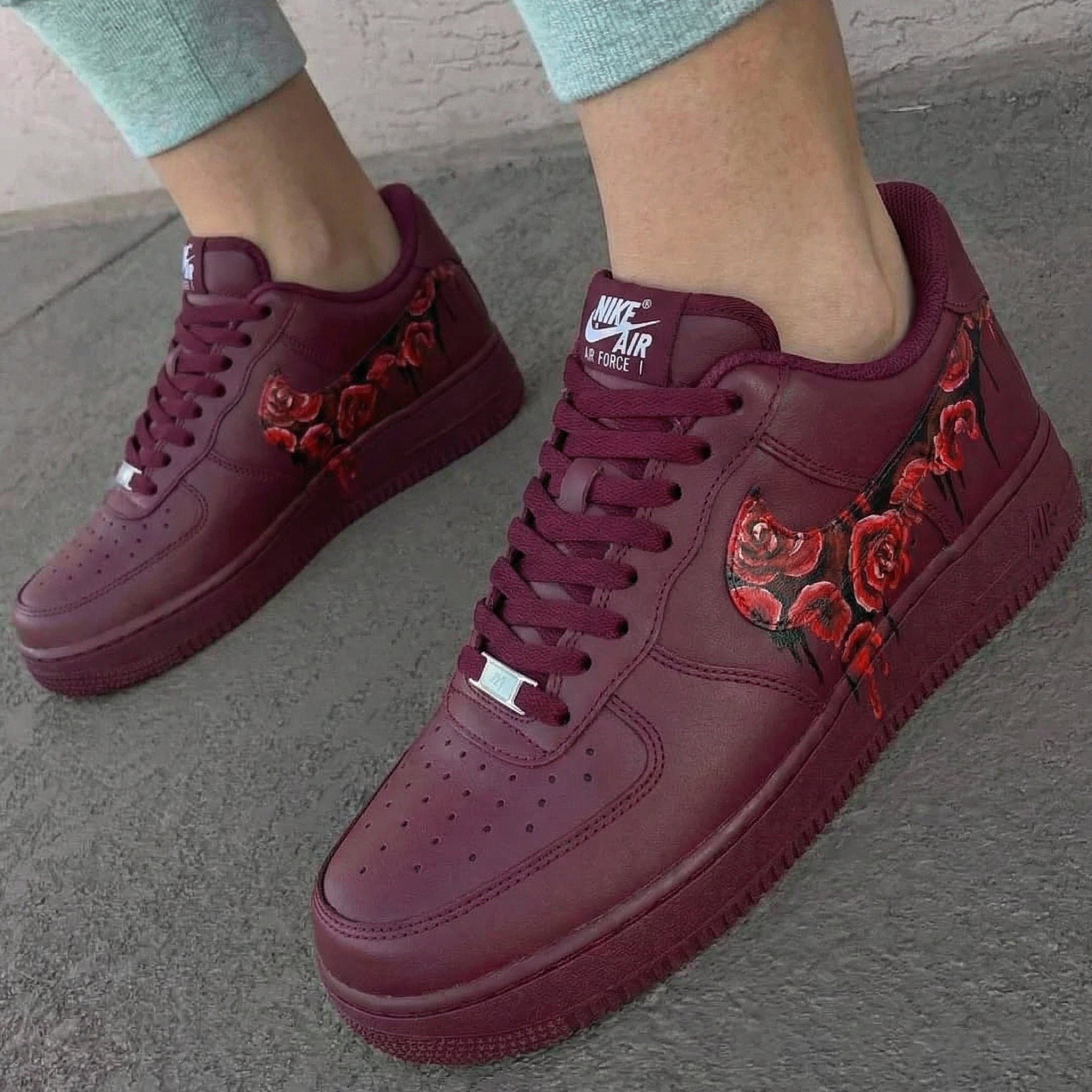 Burgundy Rose Custom Air Force 1-shecustomize