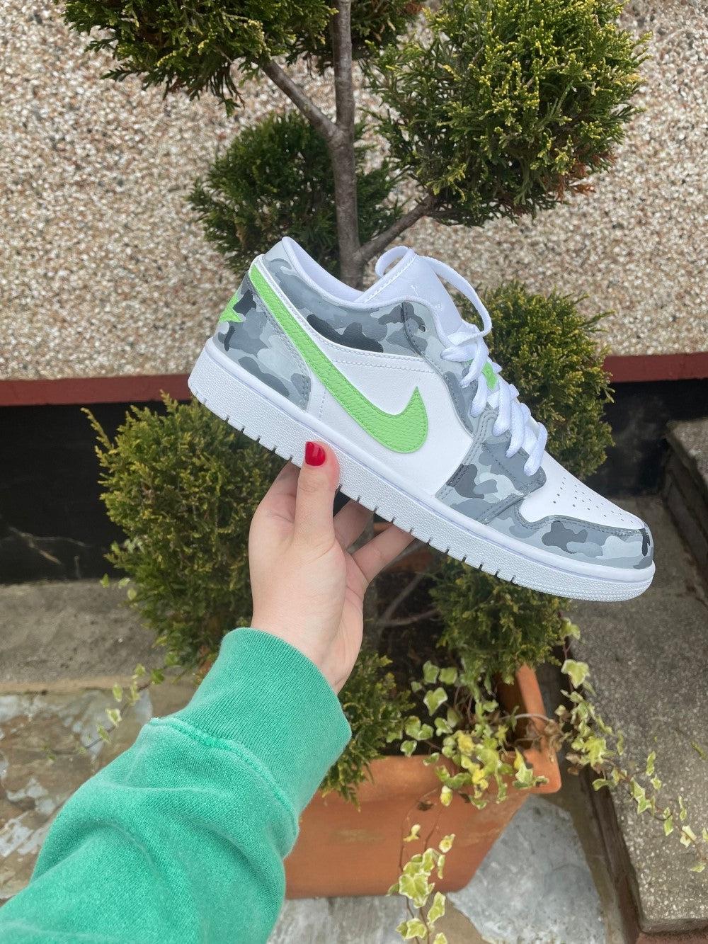 Camouflage Gray Lime Green Custom Air Force 1-shecustomize