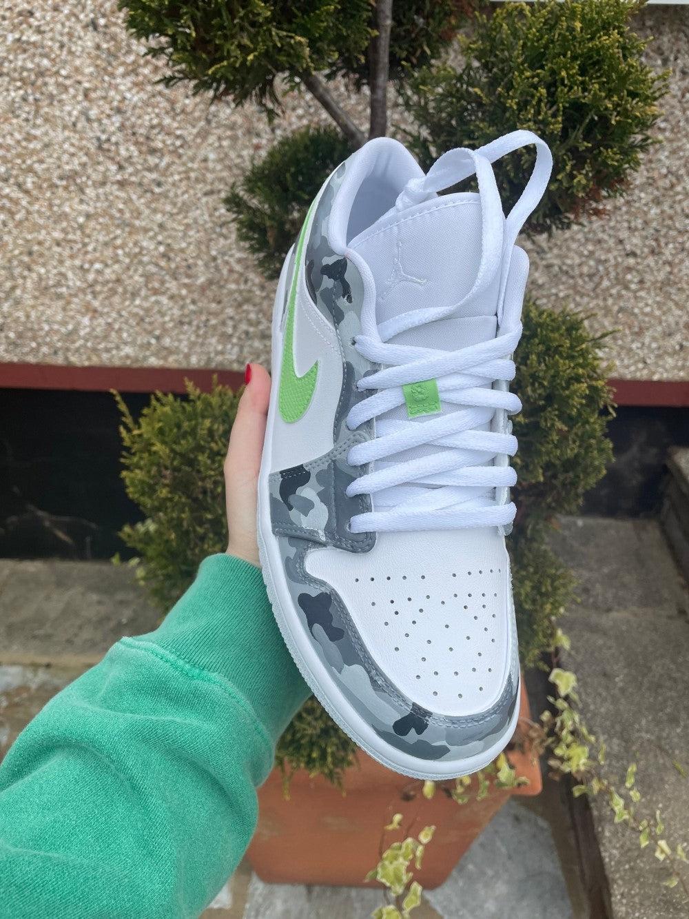 Camouflage Gray Lime Green Custom Air Force 1-shecustomize