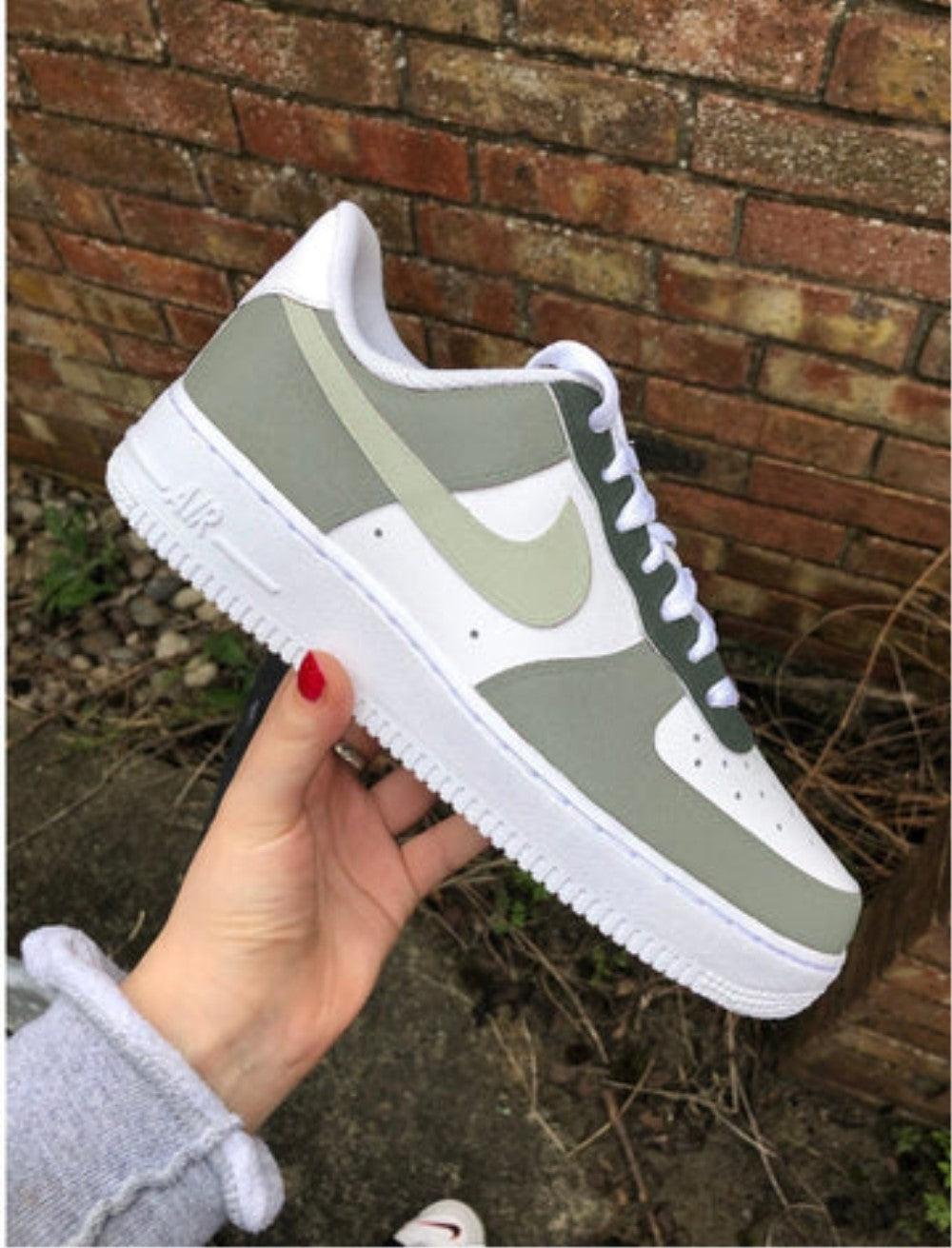 Celadon Green Gray Custom Air Force 1-shecustomize