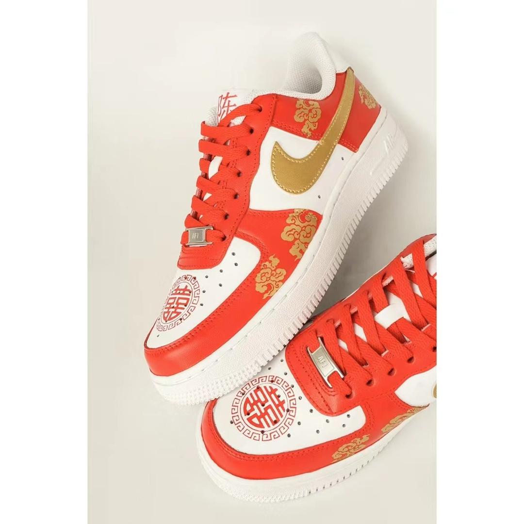Chinese Red Orange Custom Air Force 1-shecustomize