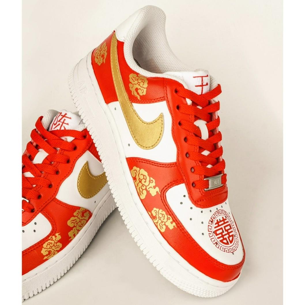 Chinese Red Orange Custom Air Force 1-shecustomize