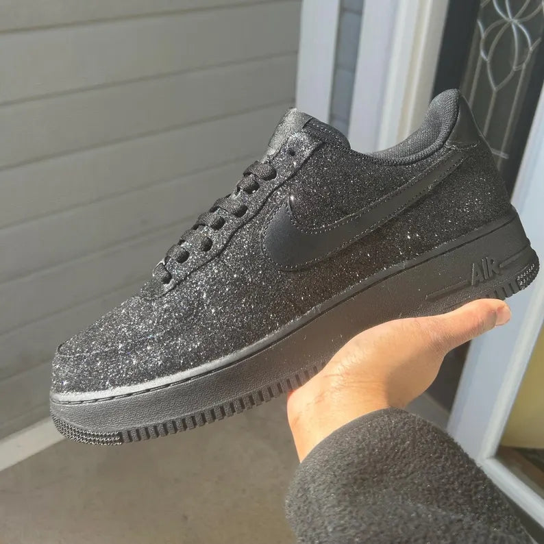 Custom Air Force 1 All Black Glitter-shecustomize