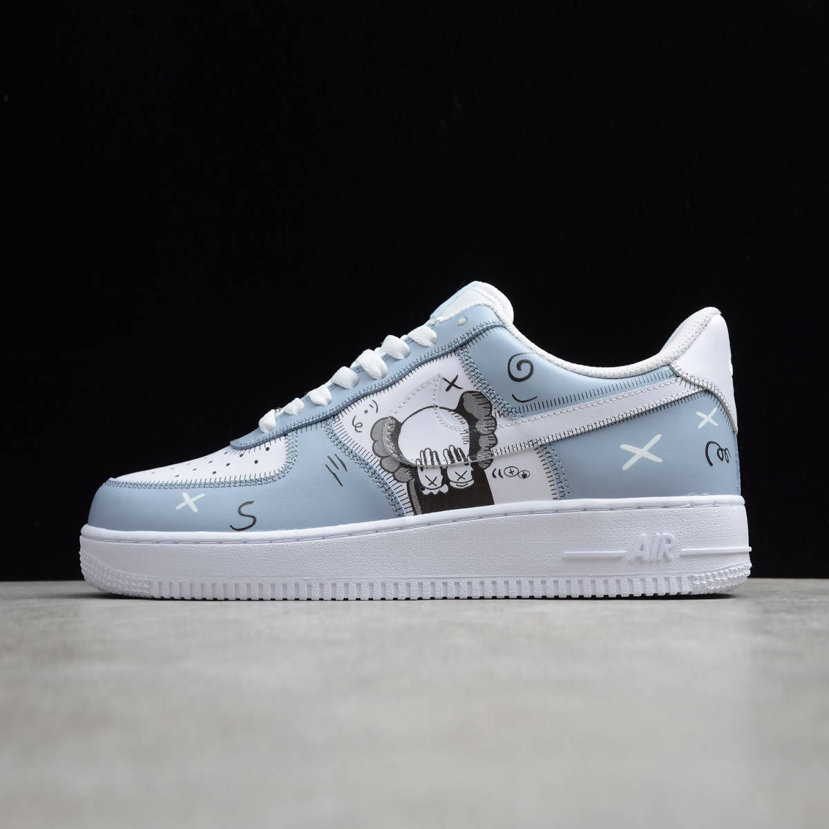 Custom Air Force 1 Baby Blue Cartoon Pattern