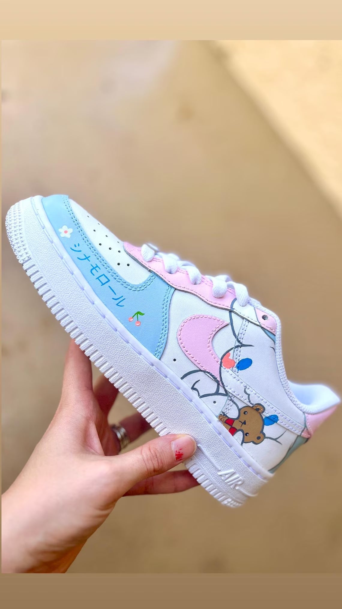Custom Air Force 1 Baby Blue Pink Cinnamoroll Cartoon