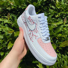 Custom Air Force 1 Baby Pink And White With Cherry Blossom Patterns-shecustomize