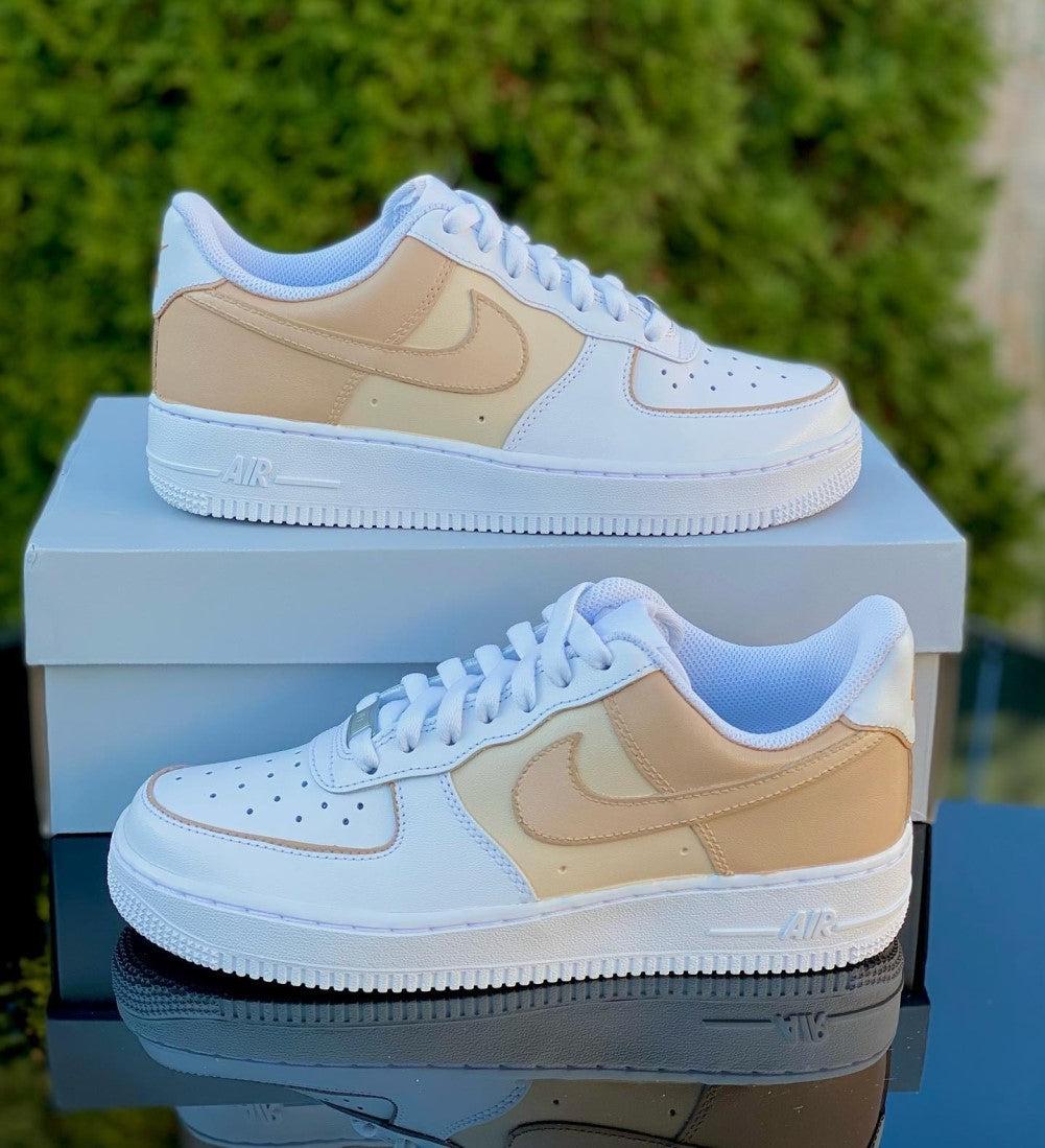 Custom Air Force 1 Beige Brown | Custom Shoes | Personalized Sneakers Customized Kicks