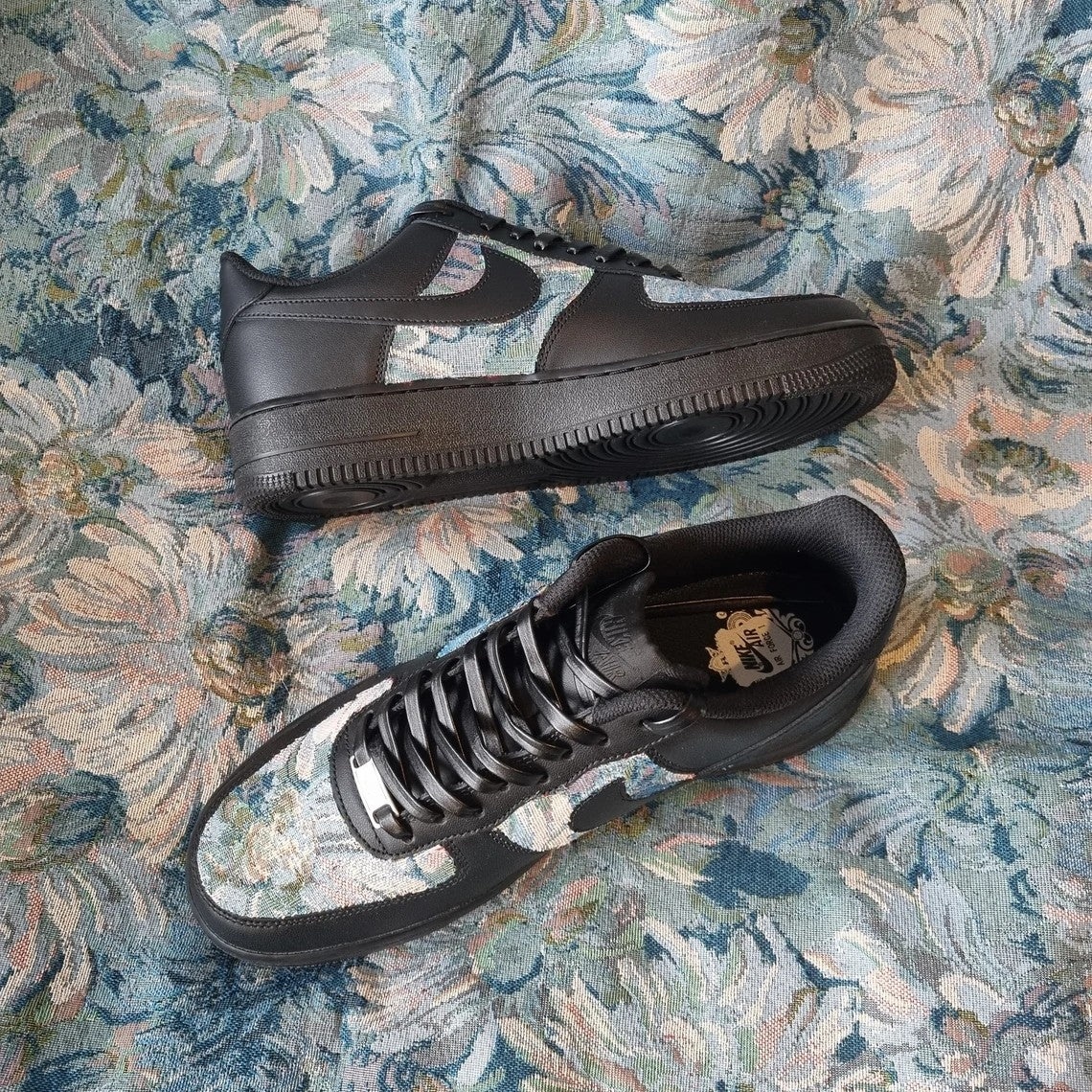Custom Air Force 1 Black Floral Pattern-shecustomize