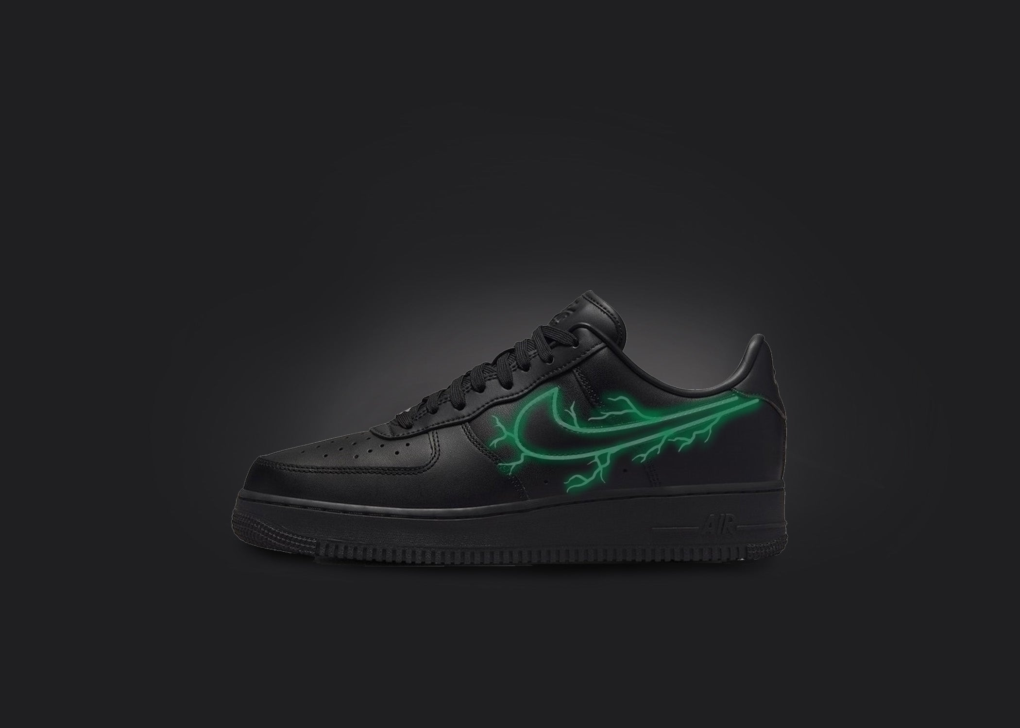Custom Air Force 1 Black Glowing Green Pattern-shecustomize