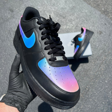 Custom Air Force 1 Black Rainbow Ombre